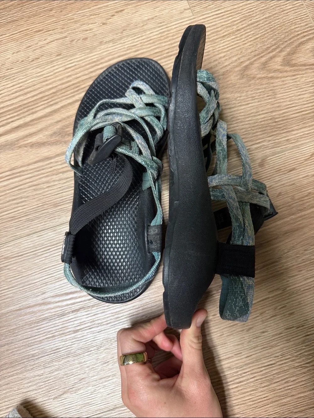 Chaco Teal Green Webbing Sport Sandals